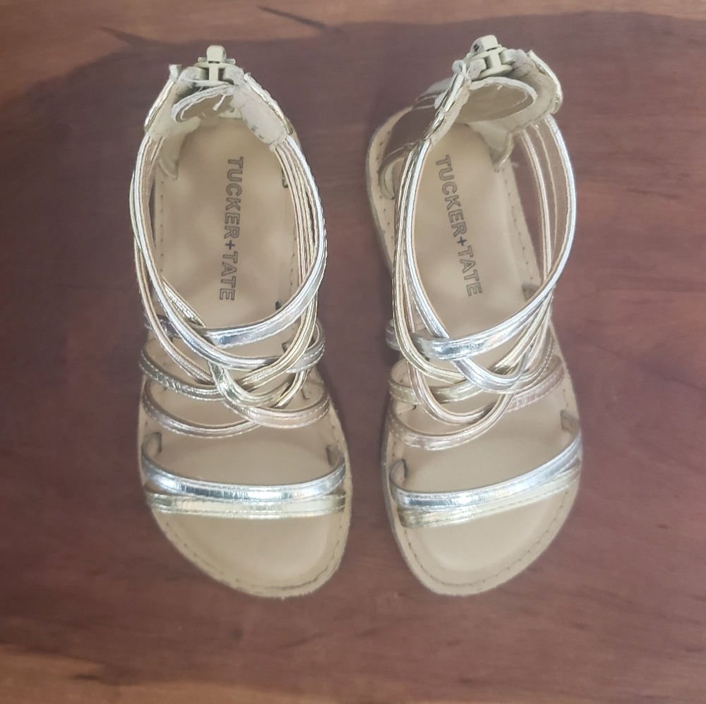 Tucker + Tate Metallic Gold/Silver Strappy Sandals Size 8M - Picture 11 of 12